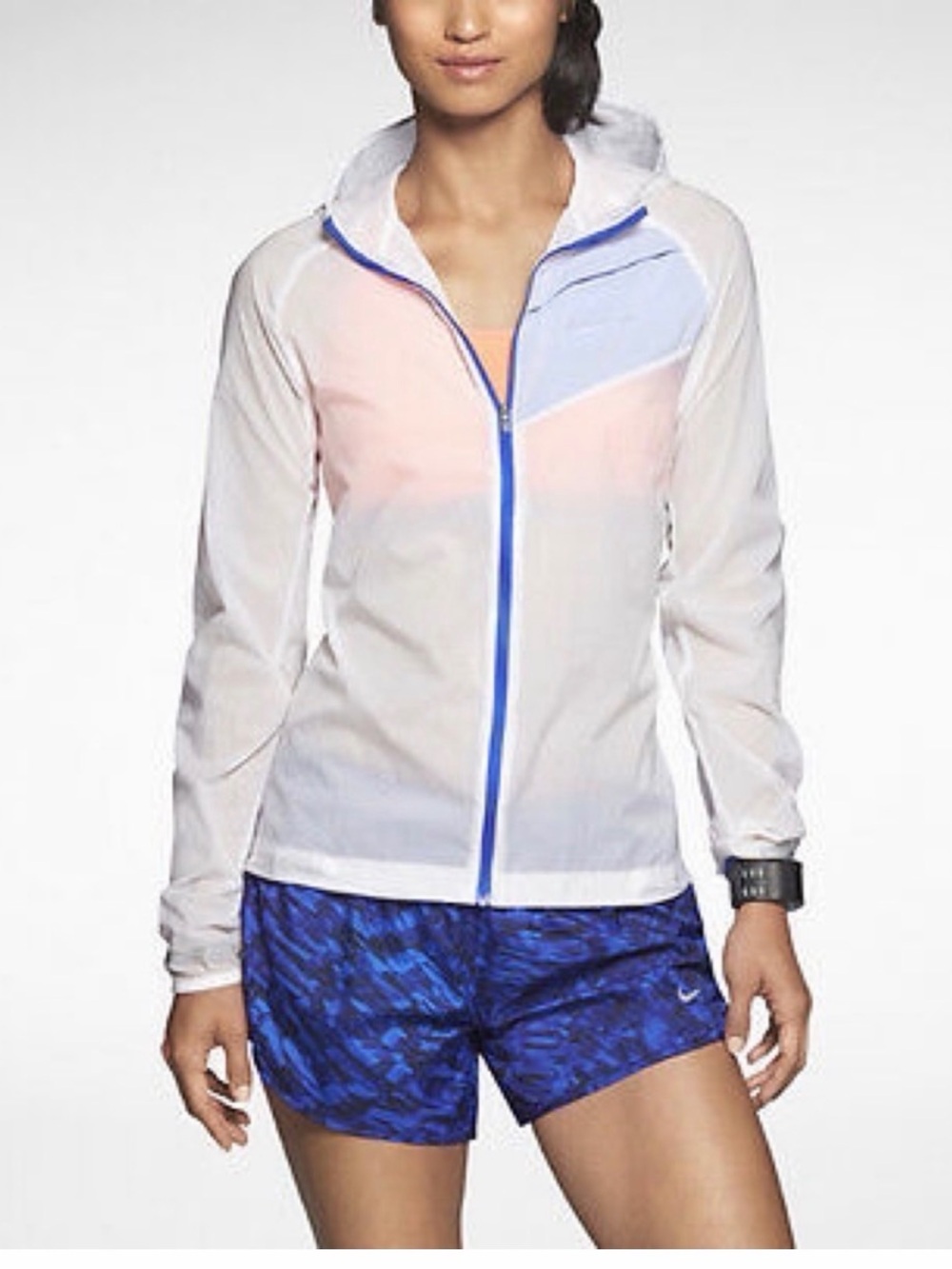 Nike Women’s Impossibly Light Reflective Running Jacket Blue White Packable